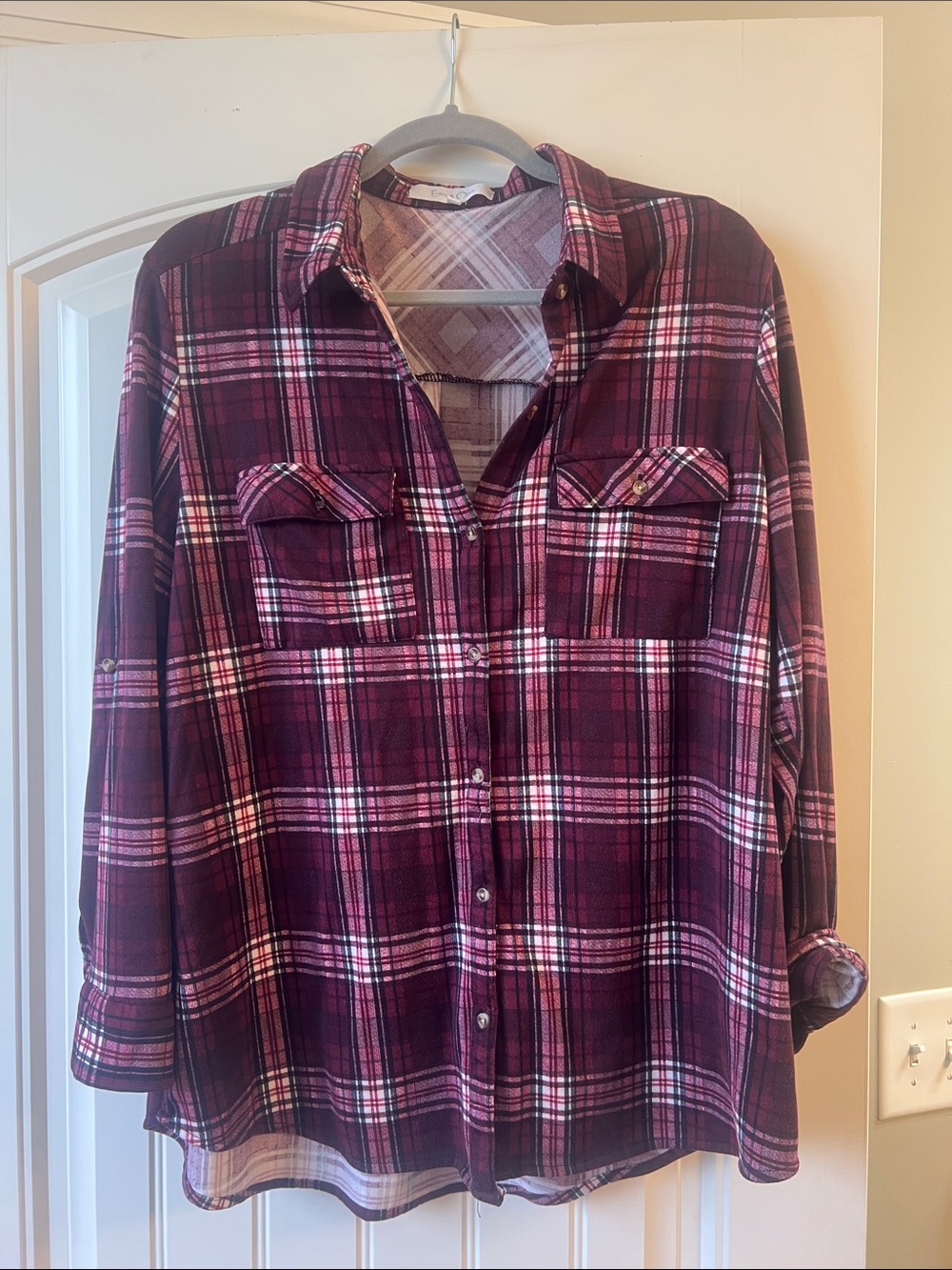 Eden & Olivia Burgundy Plaid Button-Down Shirt